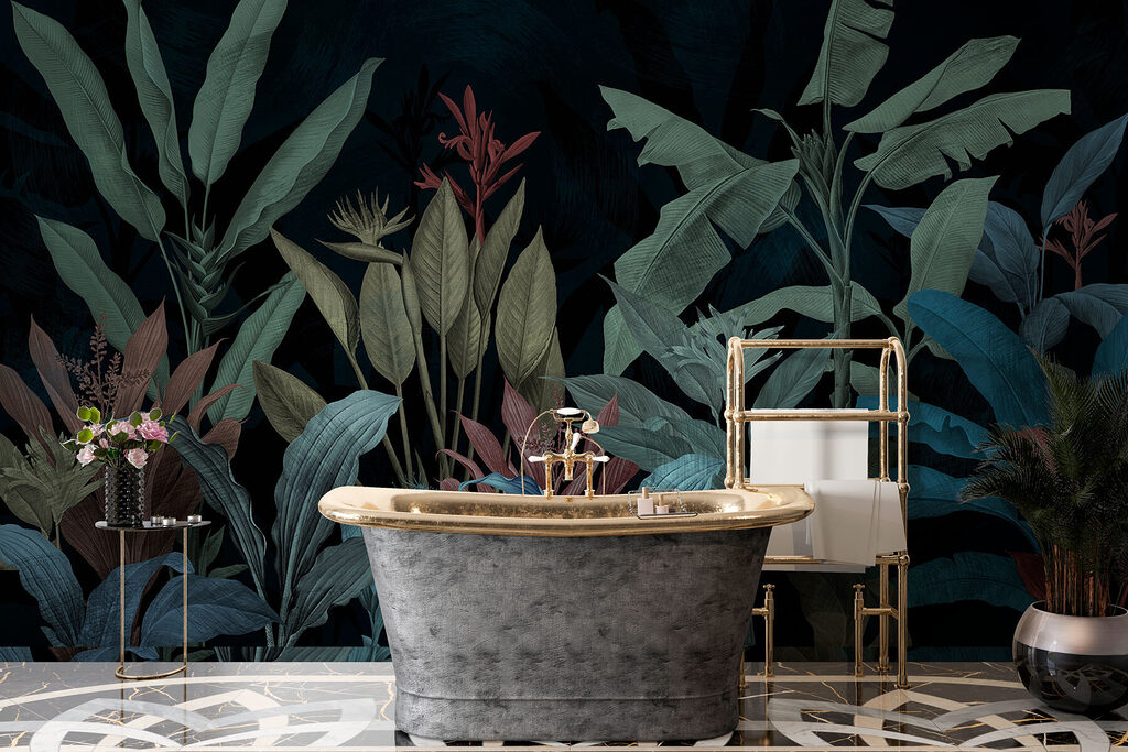 Tropenplanten op donker petrol — interieur 5