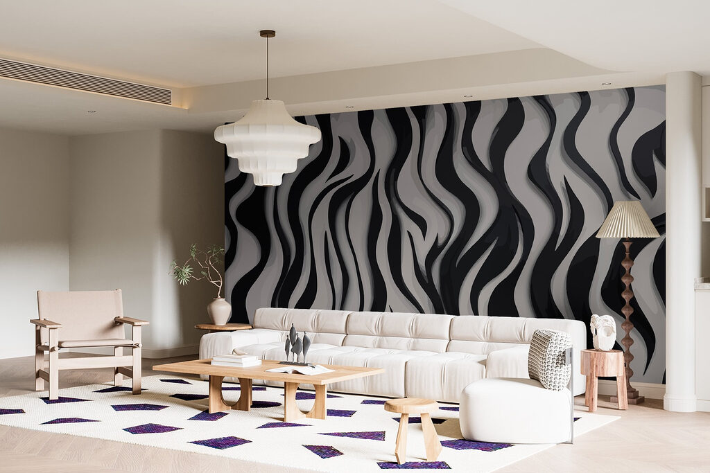 Zwartwitte strepen in bladritme — interieur 2
