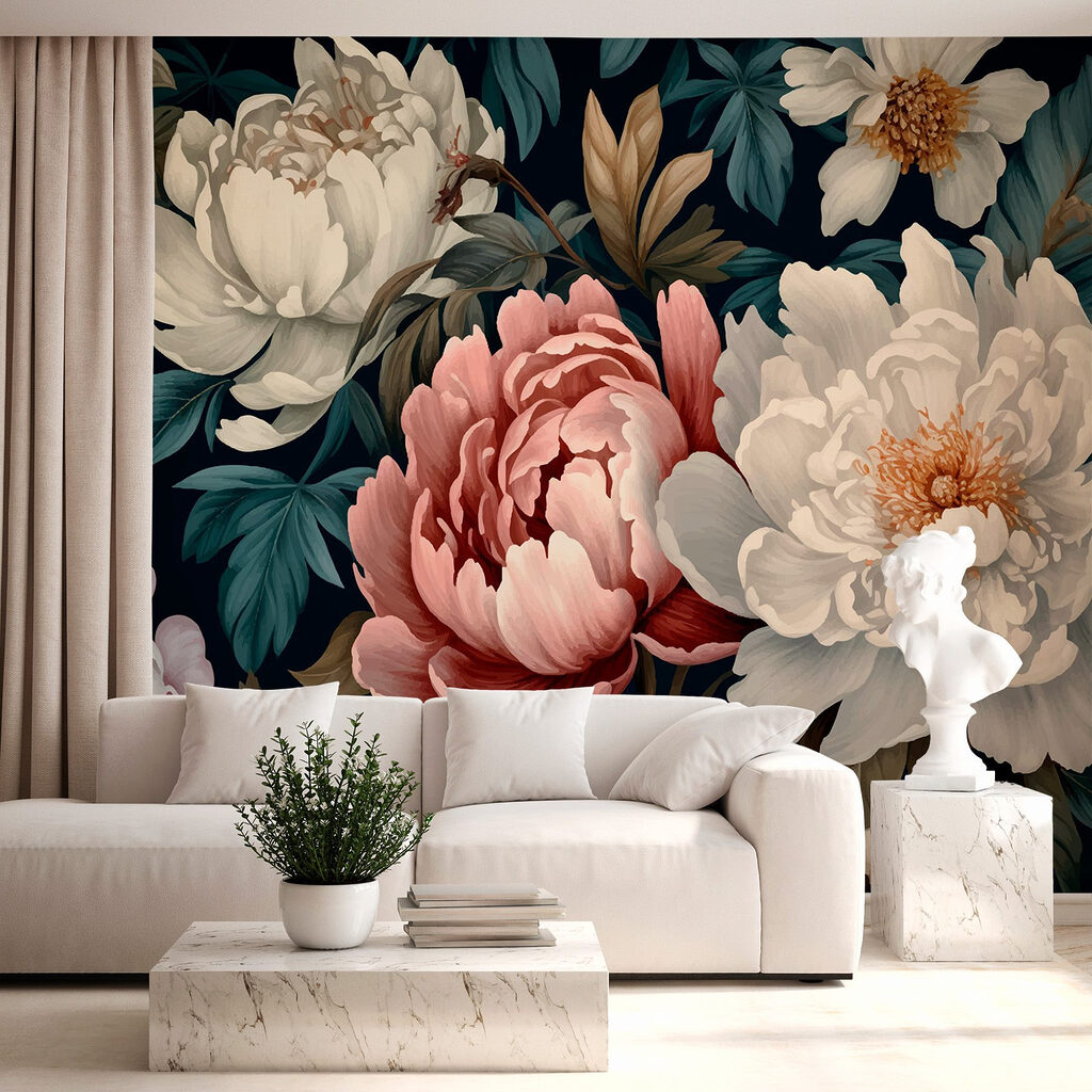 Levendige bloemen te midden van weelderig groen blad — interieur 1