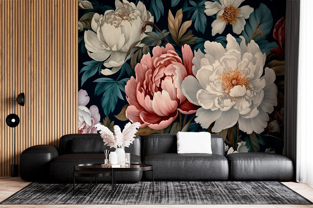 Levendige bloemen te midden van weelderig groen blad — interieur 2