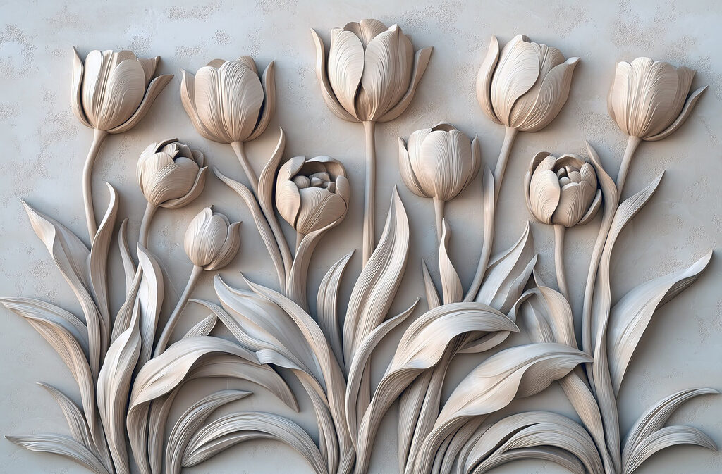 Elegant bloemmotief in neutrale tinten — volledig ontwerp