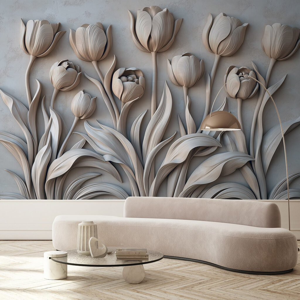 Elegant bloemmotief in neutrale tinten — interieur 2