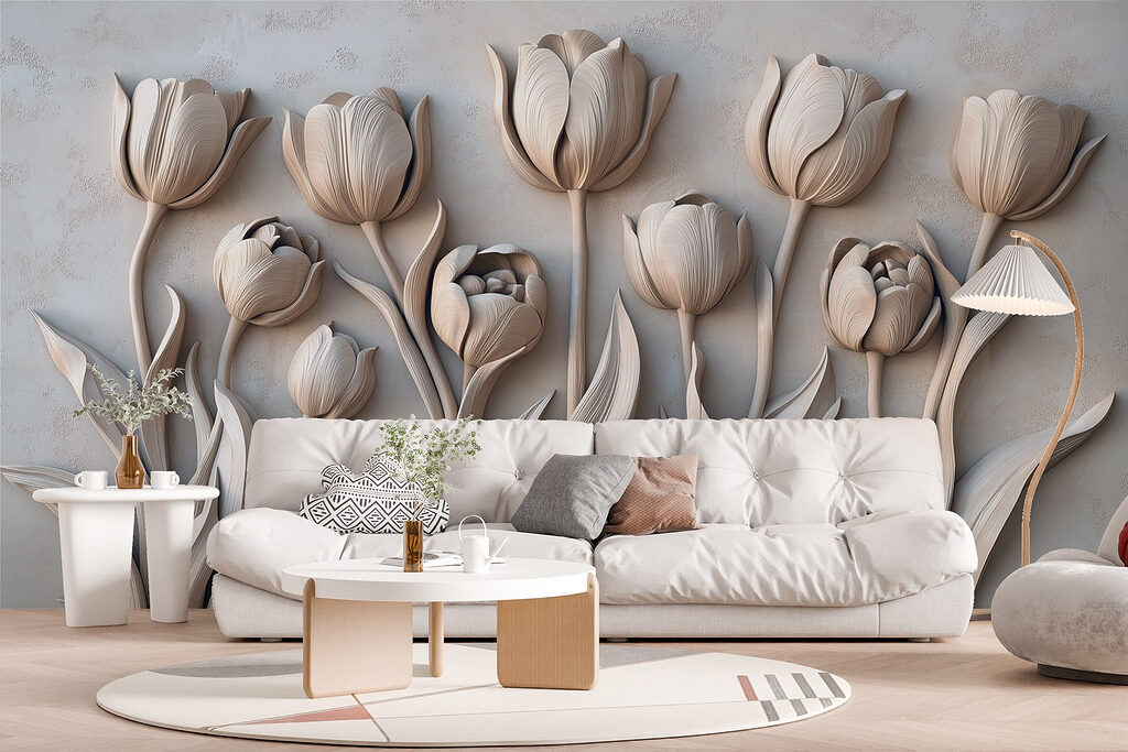 Elegant bloemmotief in neutrale tinten — interieur 4