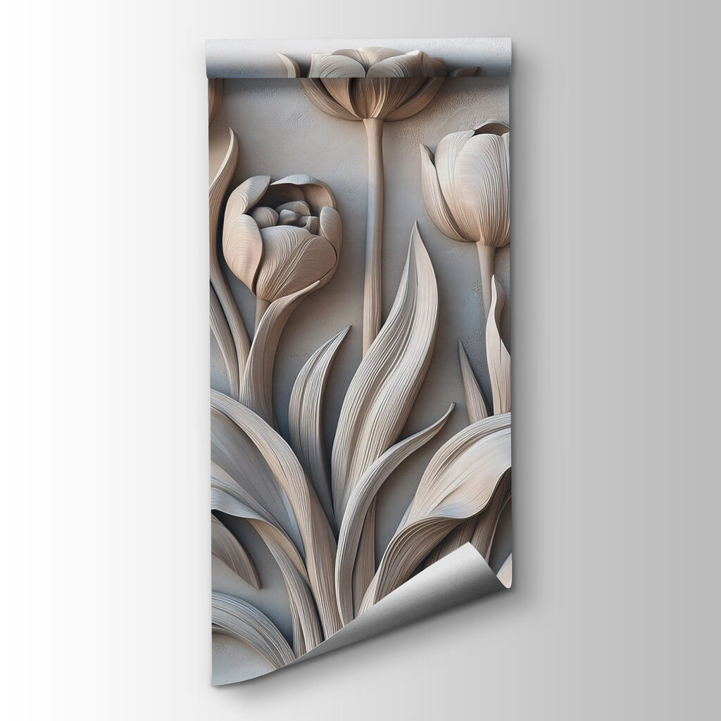 Elegant bloemmotief in neutrale tinten — productweergave