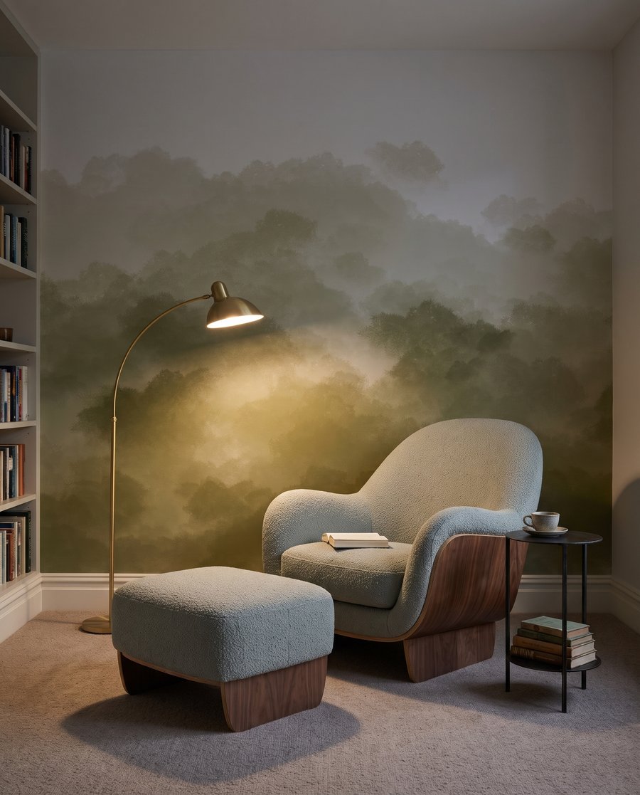 Groene boomkronen in waterverf — interieur 3