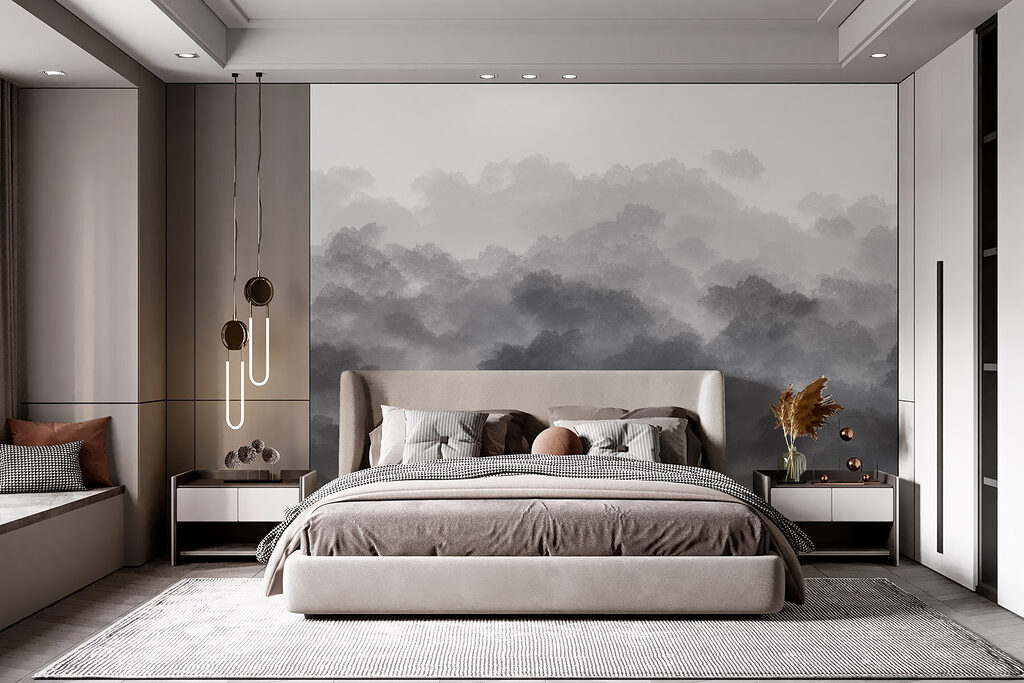 Zwart-wit afbeelding van wolken — interieur 1