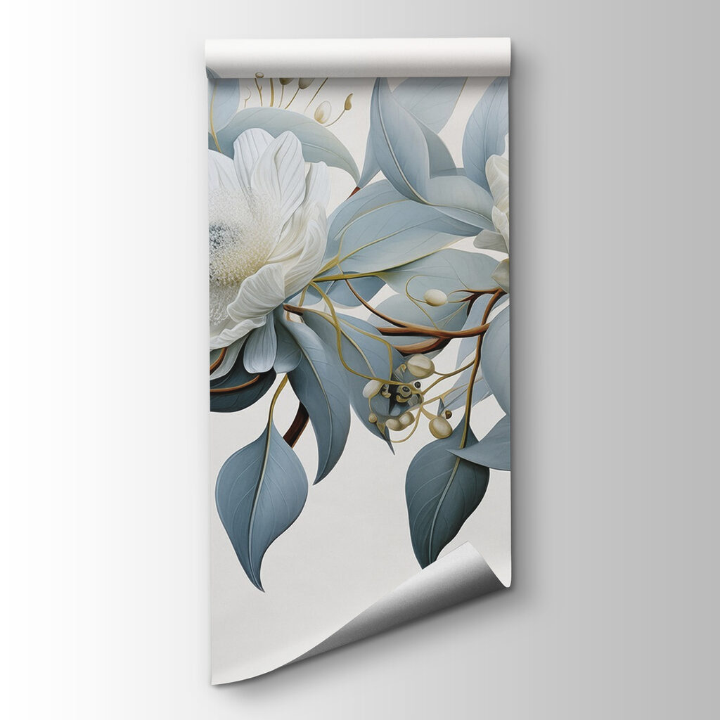 Witte bloemen, gouden takjes — productweergave