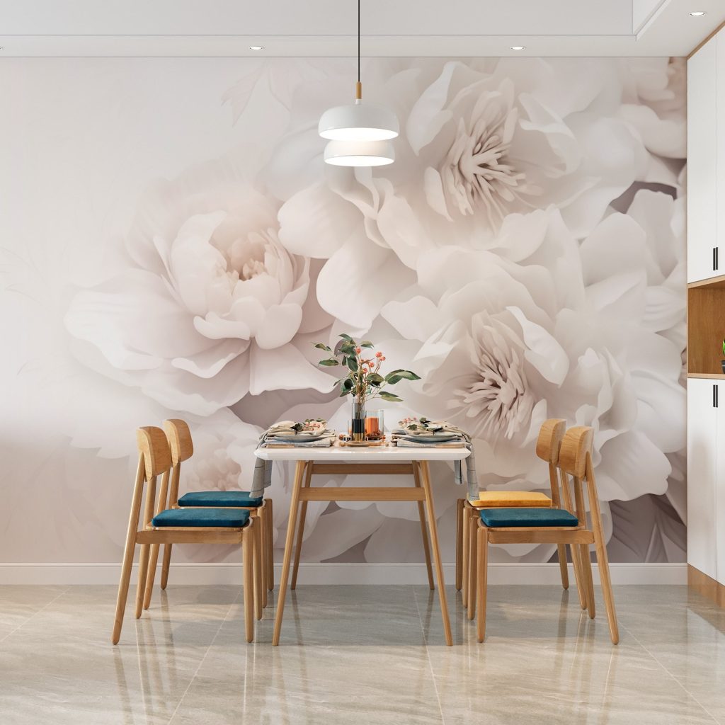 Witte bloemen lossen op — interieur 3