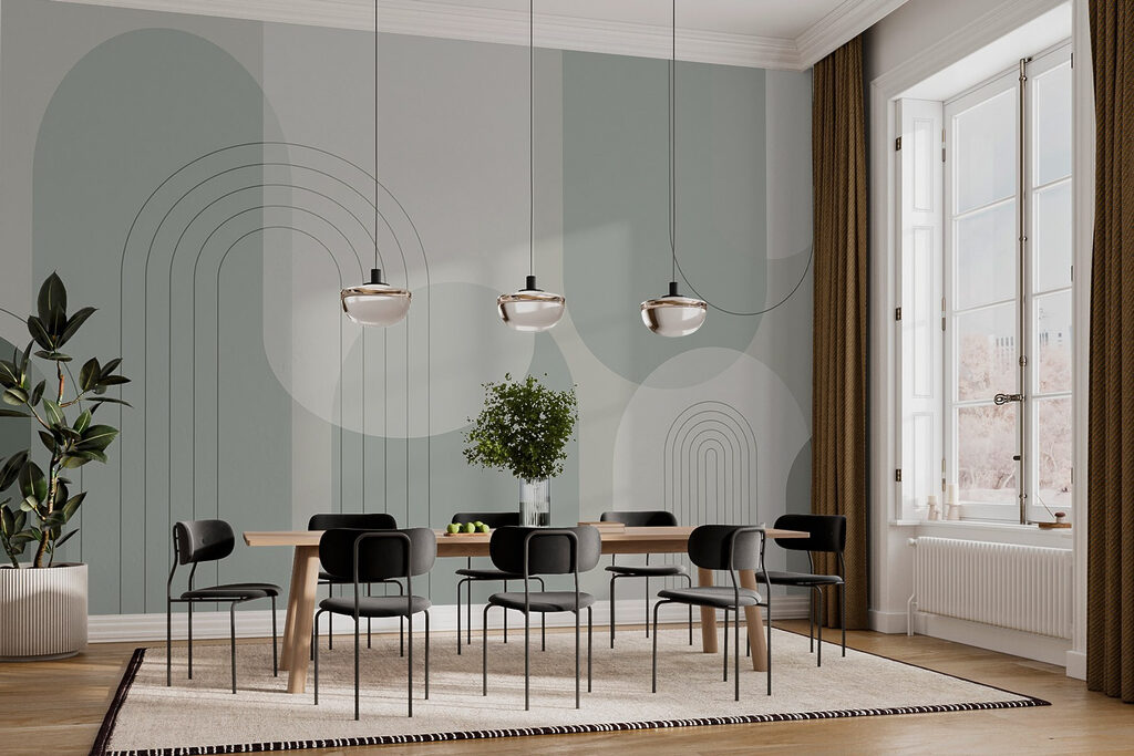 Grijsgroene bogen met lijnbundels — interieur 4