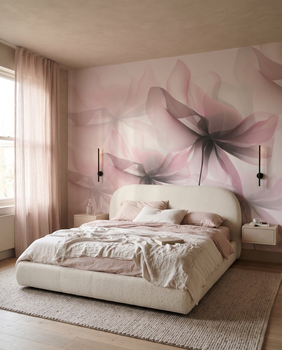 Roze bloemen over elkaar — interieur 2
