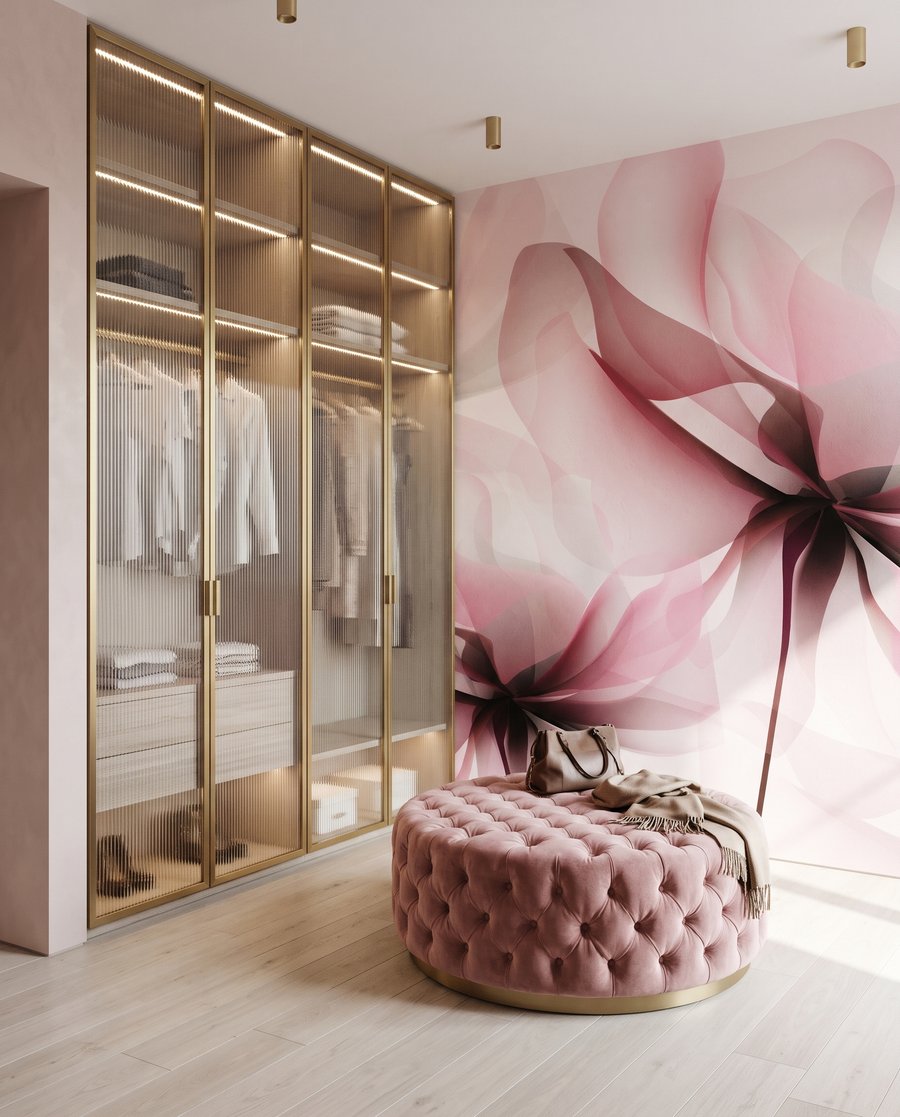 Roze bloemen over elkaar — interieur 3