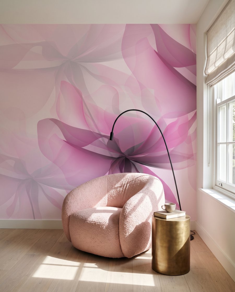 Roze bloemen over elkaar — interieur 5