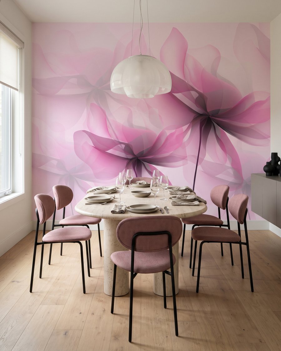 Roze bloemen over elkaar — interieur 1