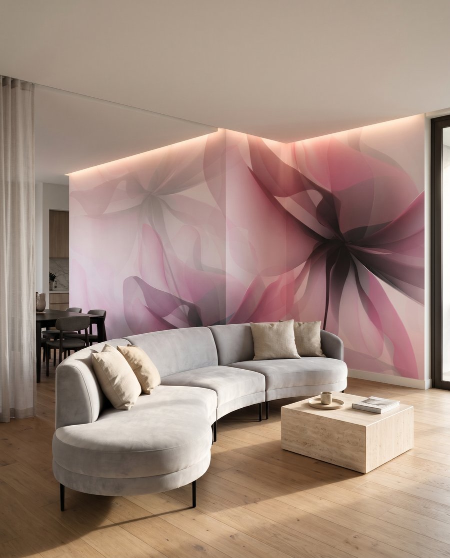 Roze bloemen over elkaar — interieur 6