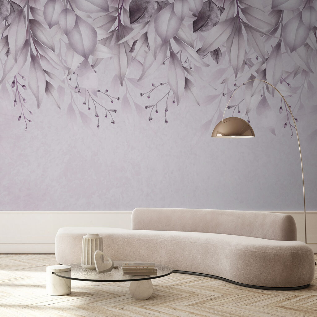 Bloemenranken boven ruwe verflagen — interieur 2
