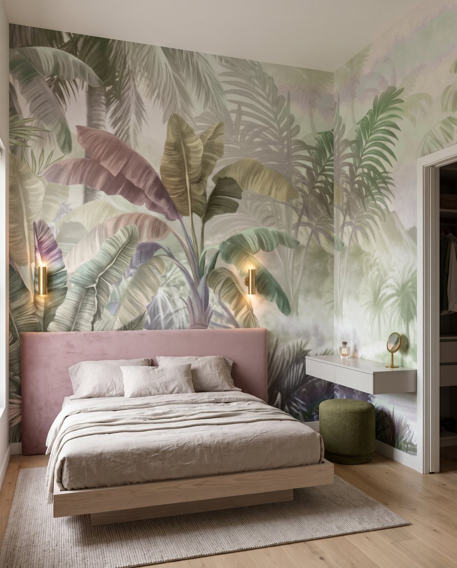 Tropenmeer in zachte kleurmist in een interieur