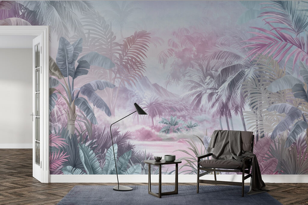 Schilderij van een bos met palmbomen — interieur 1