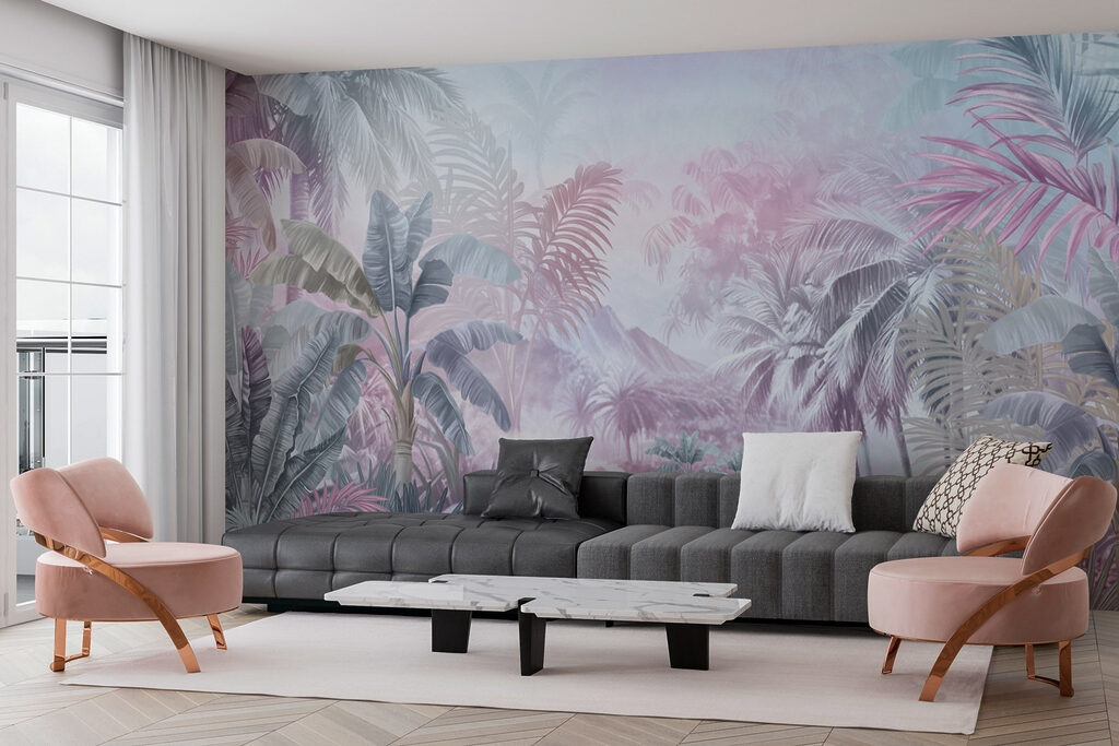 Schilderij van een bos met palmbomen — interieur 3