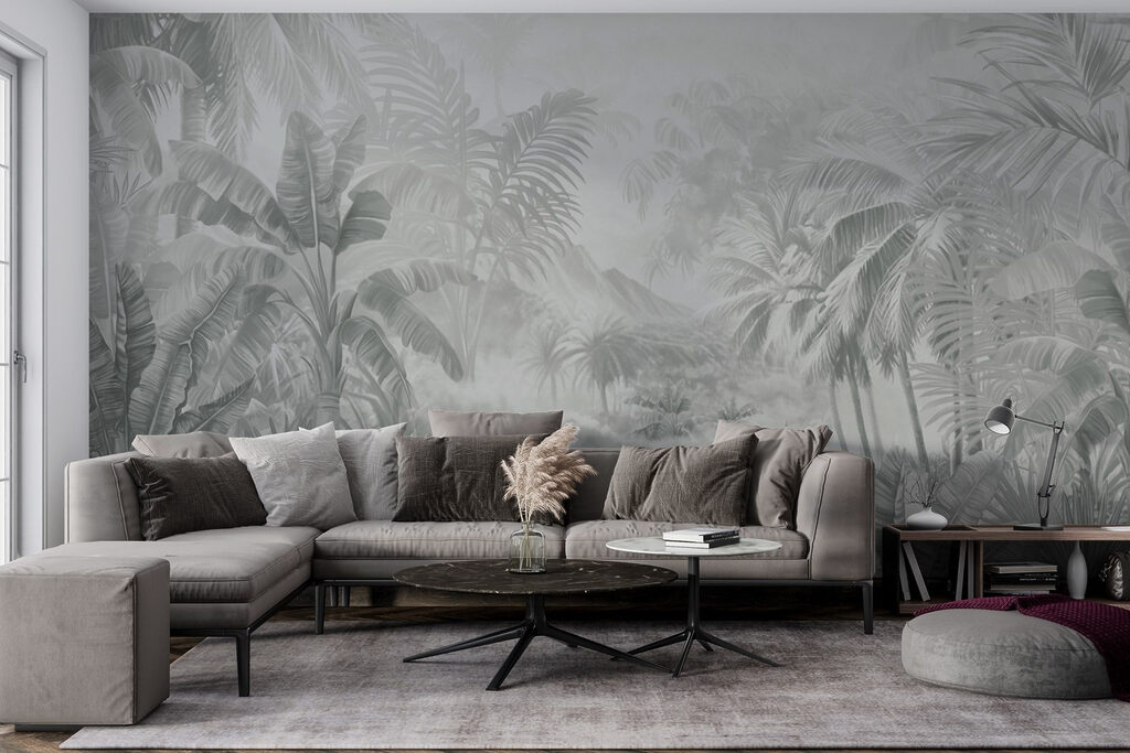 Afbeelding in grijstinten van een tropisch woud — interieur 3