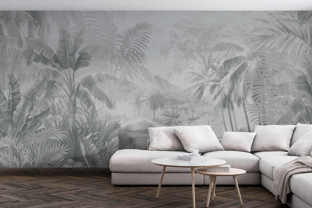 Afbeelding in grijstinten van een tropisch woud — interieur 4
