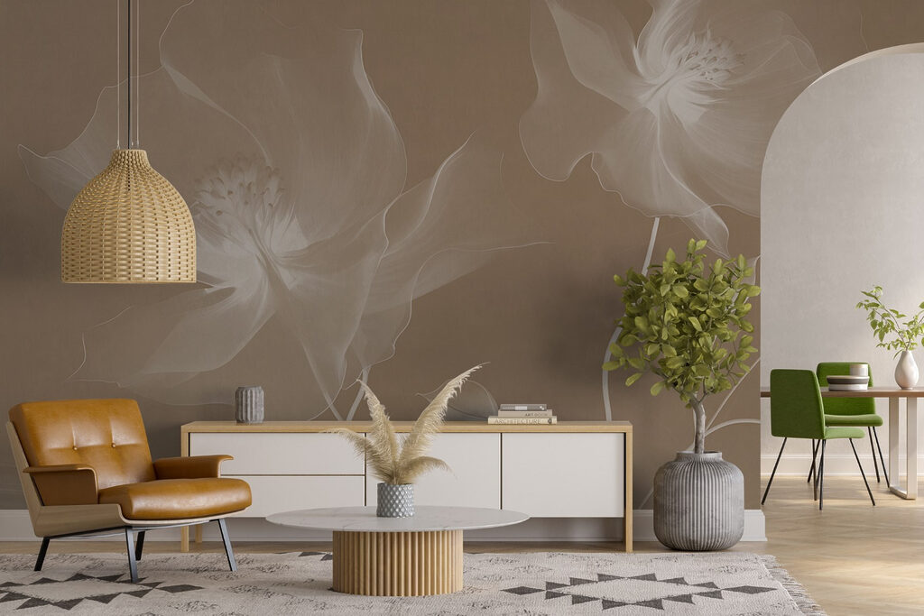 Delicate bloemen in zachte tinten in een interieur