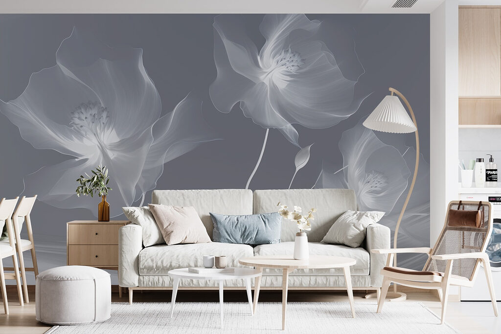 Bloemen als lichte rooksluiers — interieur 1