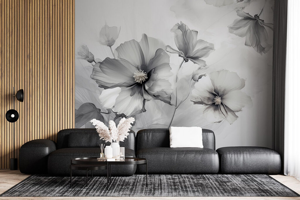 Grijze bloembladen in aquarel — interieur 5