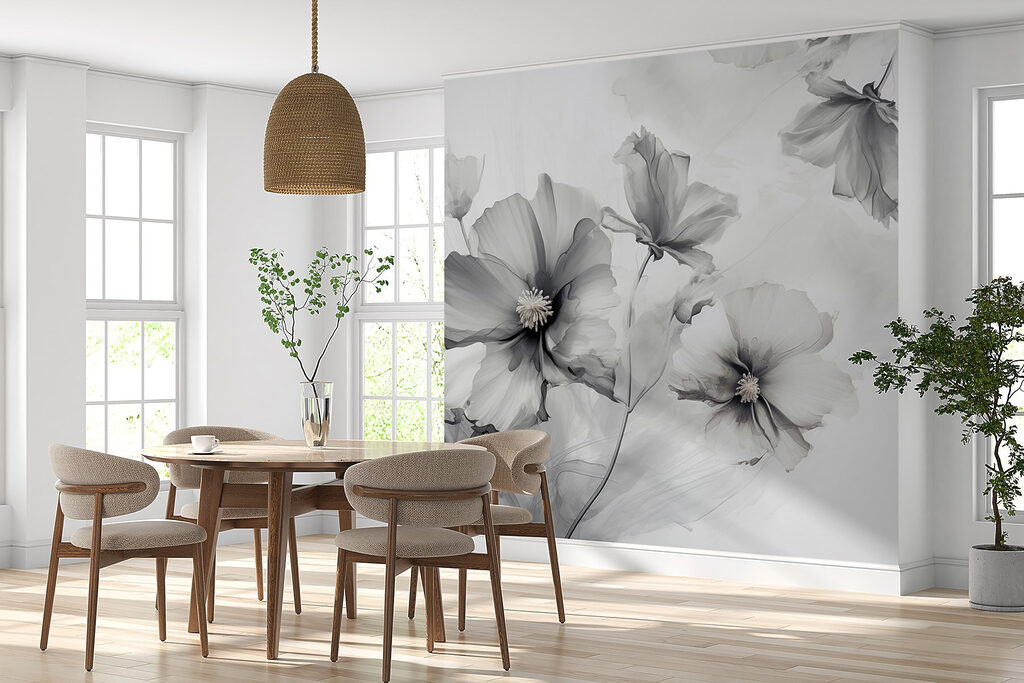 Grijze bloembladen in aquarel — interieur 6