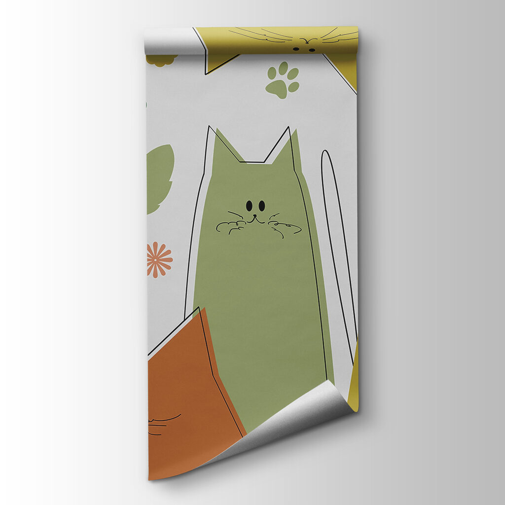 Groep katten met bloemen en bladeren — productweergave