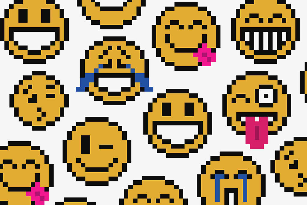 Gele gezichten in pixels — volledig ontwerp