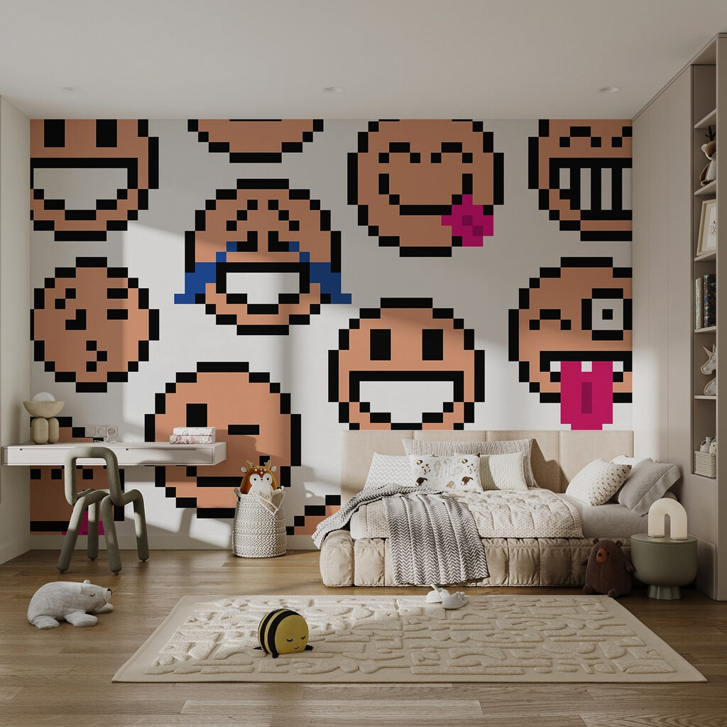 Gezichtjes in vrolijke pixels — interieur 2