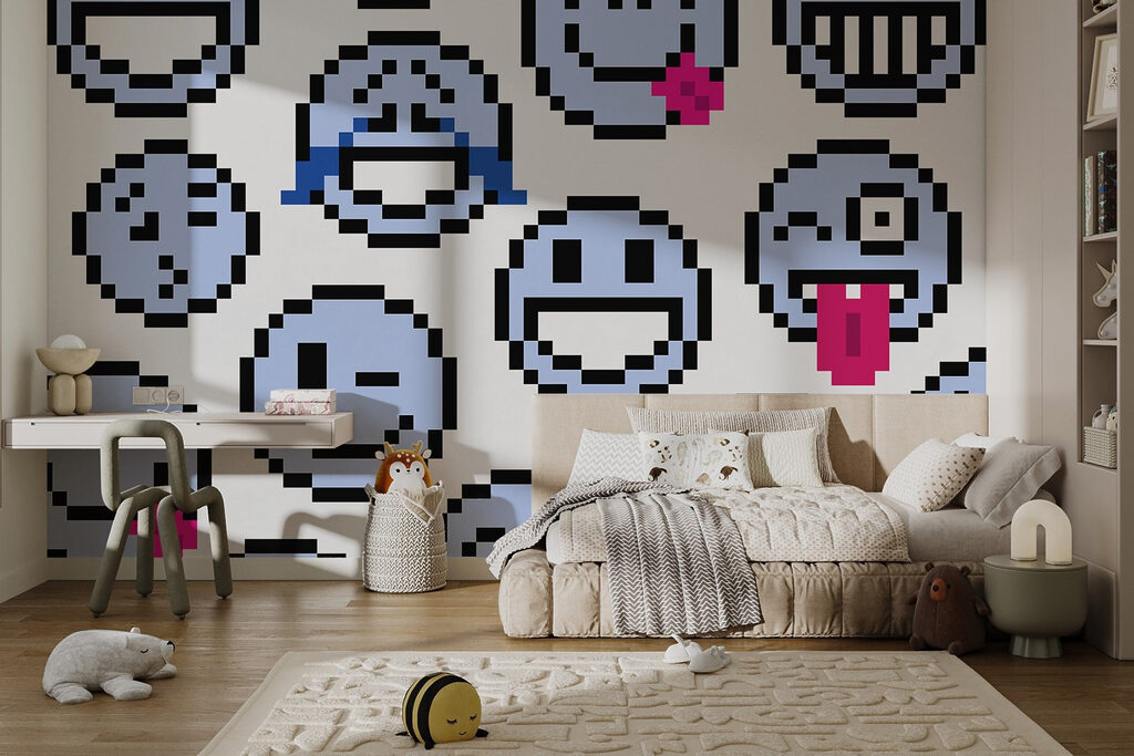 Gezichtjes in vrolijke pixels — interieur 2