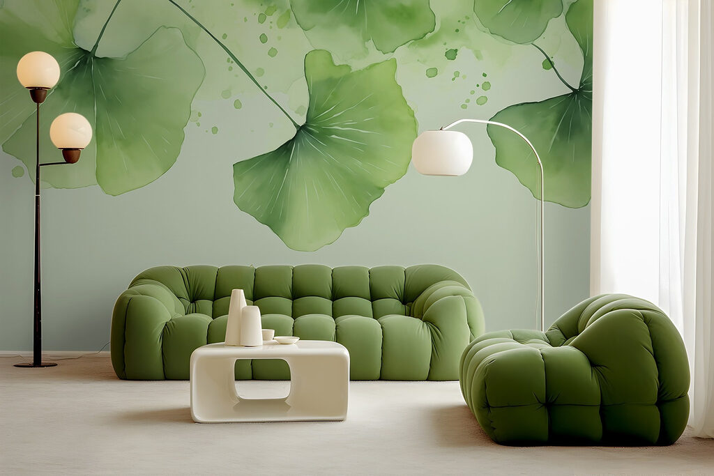 Groene bladwaaiers in aquarel — interieur 2