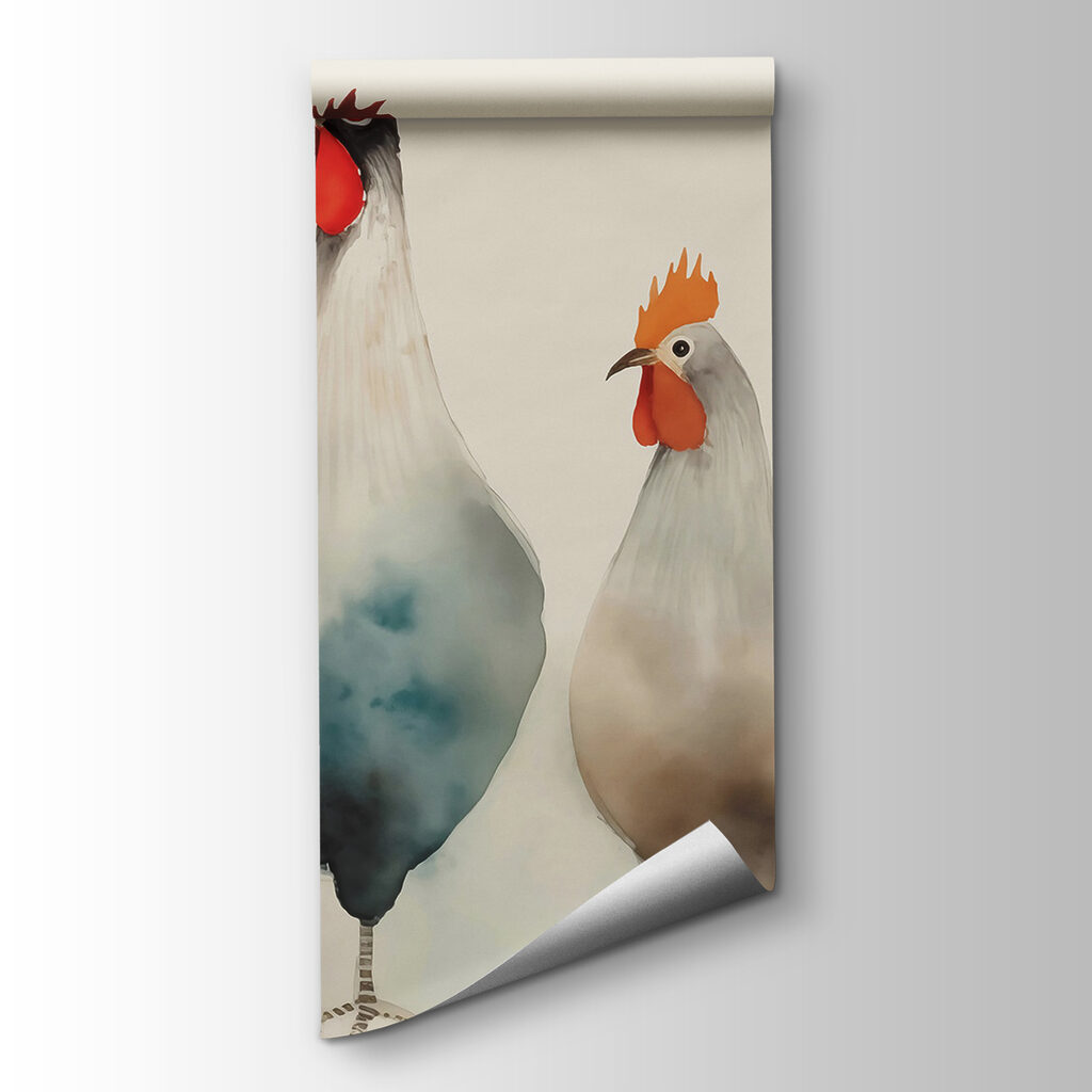 Kippen in zachte aquarel — productweergave