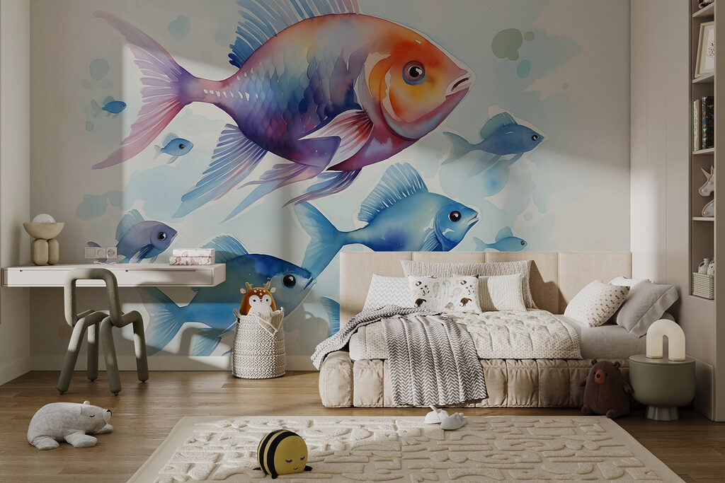 Kleurige vissen in waterverf — interieur 2