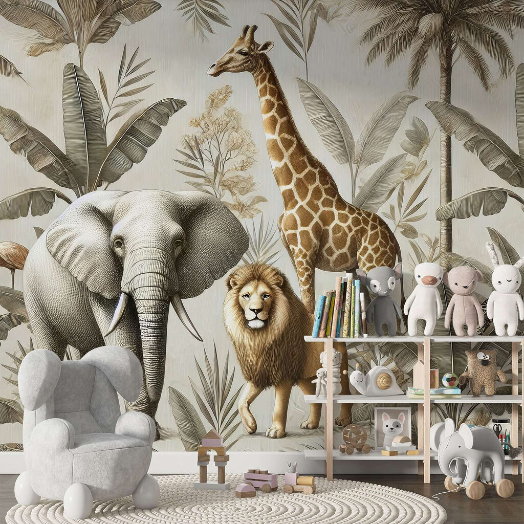Safaridieren tussen bleke palmen — interieur 1