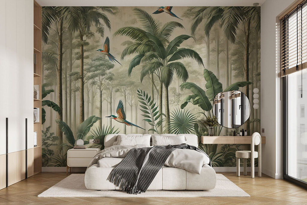 Vogels tussen hoge palmen — interieur 2