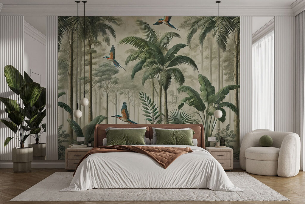 Vogels tussen hoge palmen — interieur 3