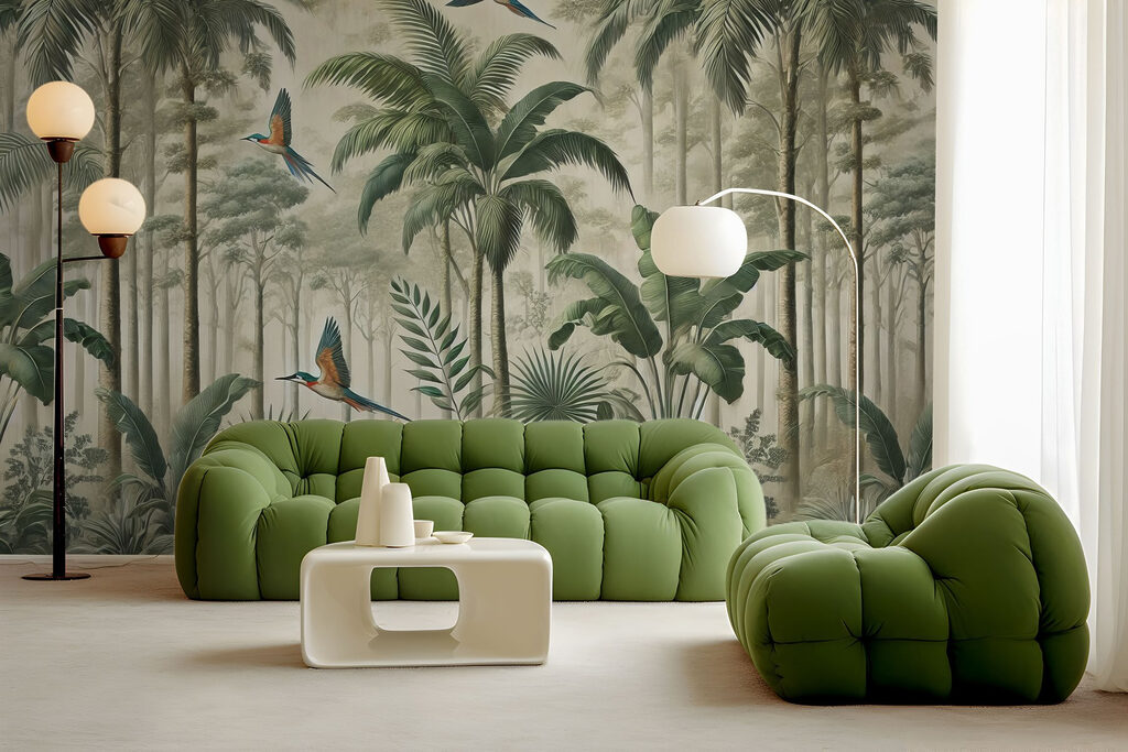 Vogels tussen hoge palmen — interieur 4