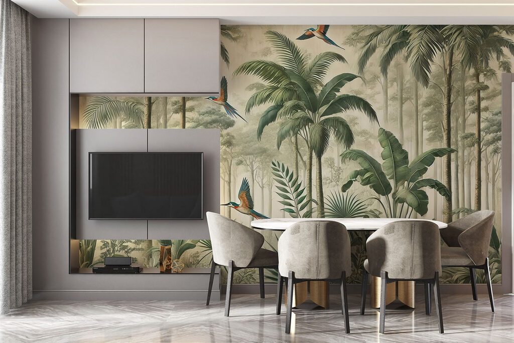 Vogels tussen hoge palmen — interieur 8