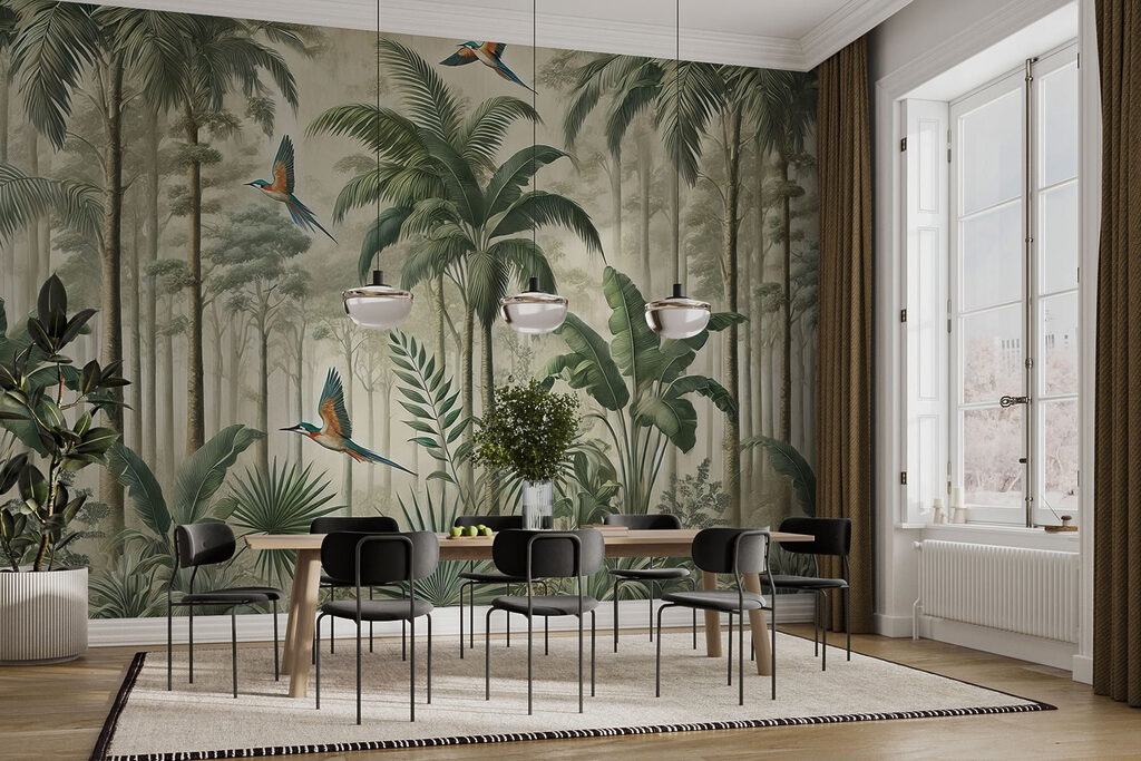Vogels tussen hoge palmen — interieur 9
