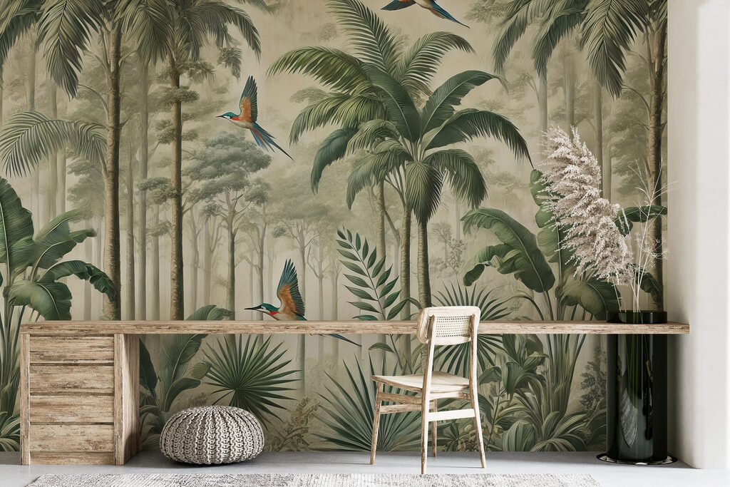 Vogels tussen hoge palmen — interieur 10