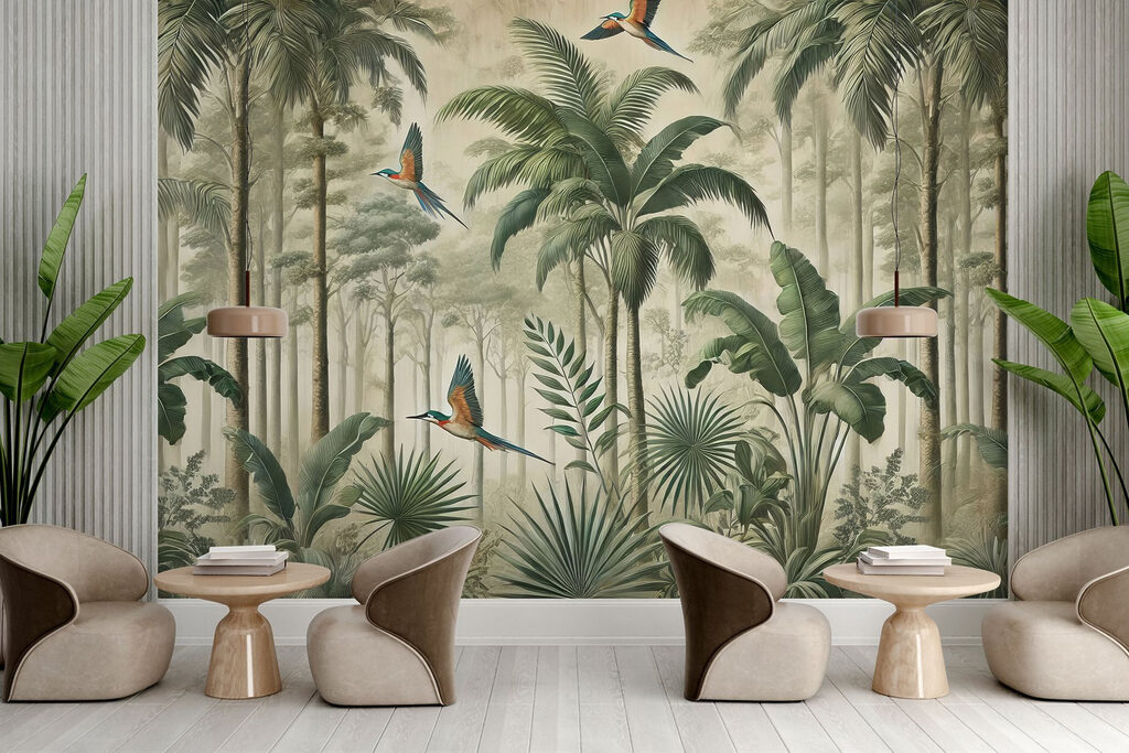 Vogels tussen hoge palmen — interieur 11