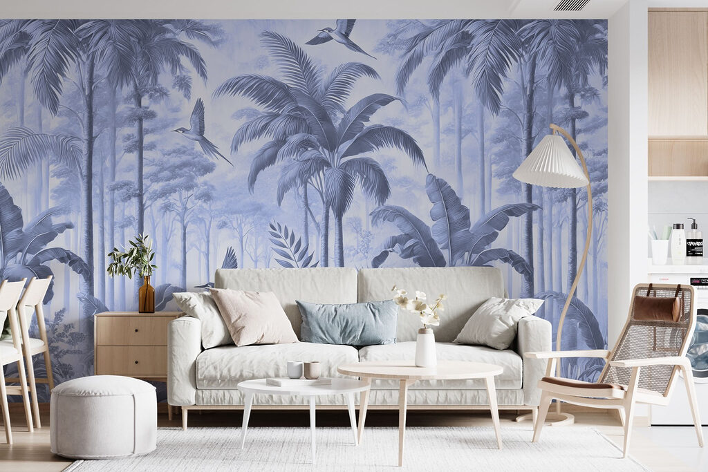 Vogels tussen hoge palmen — interieur 1
