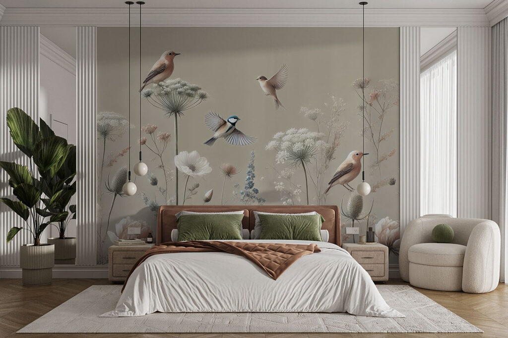 Vogeltjes tussen slanke veldbloemen — interieur 1