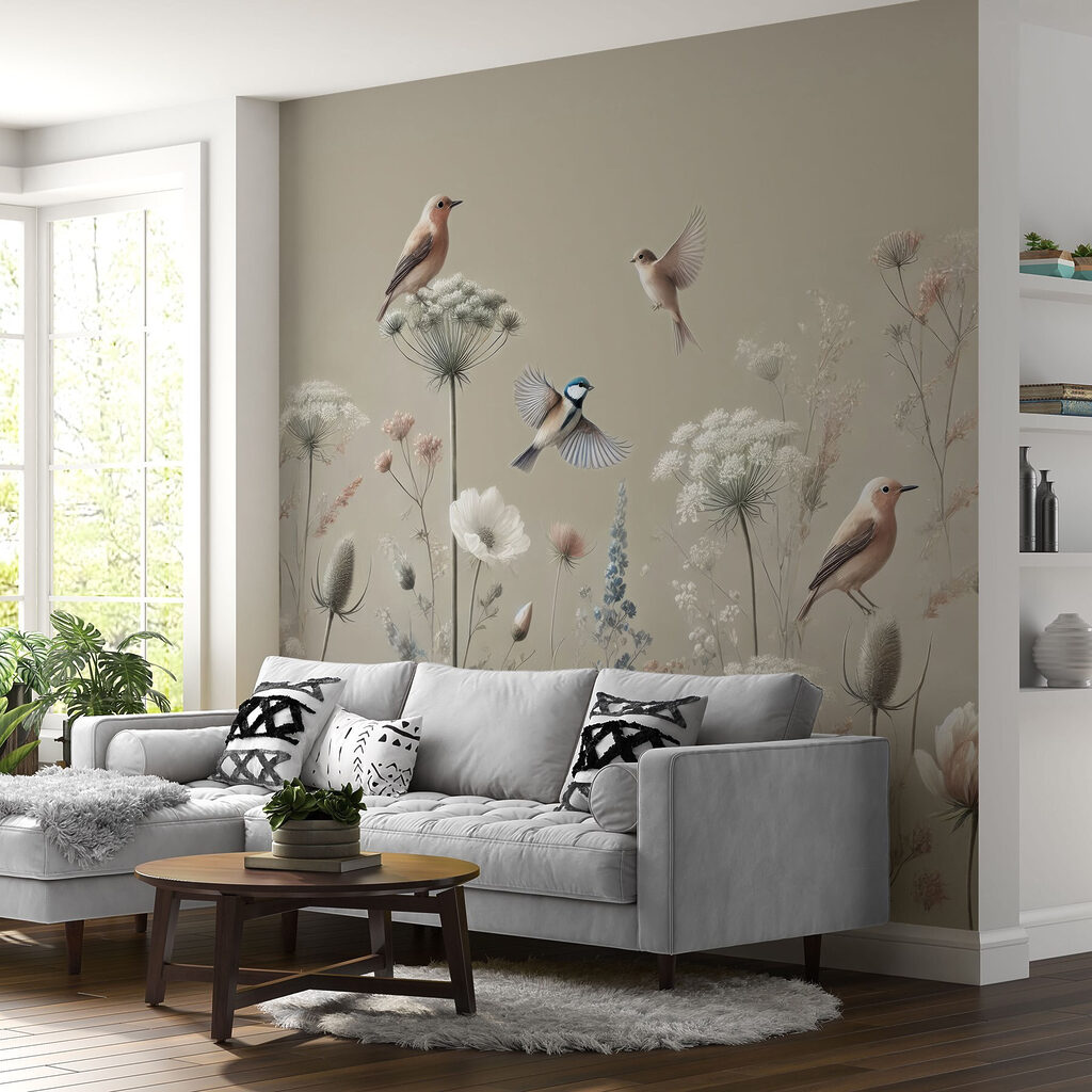 Vogeltjes tussen slanke veldbloemen — interieur 8