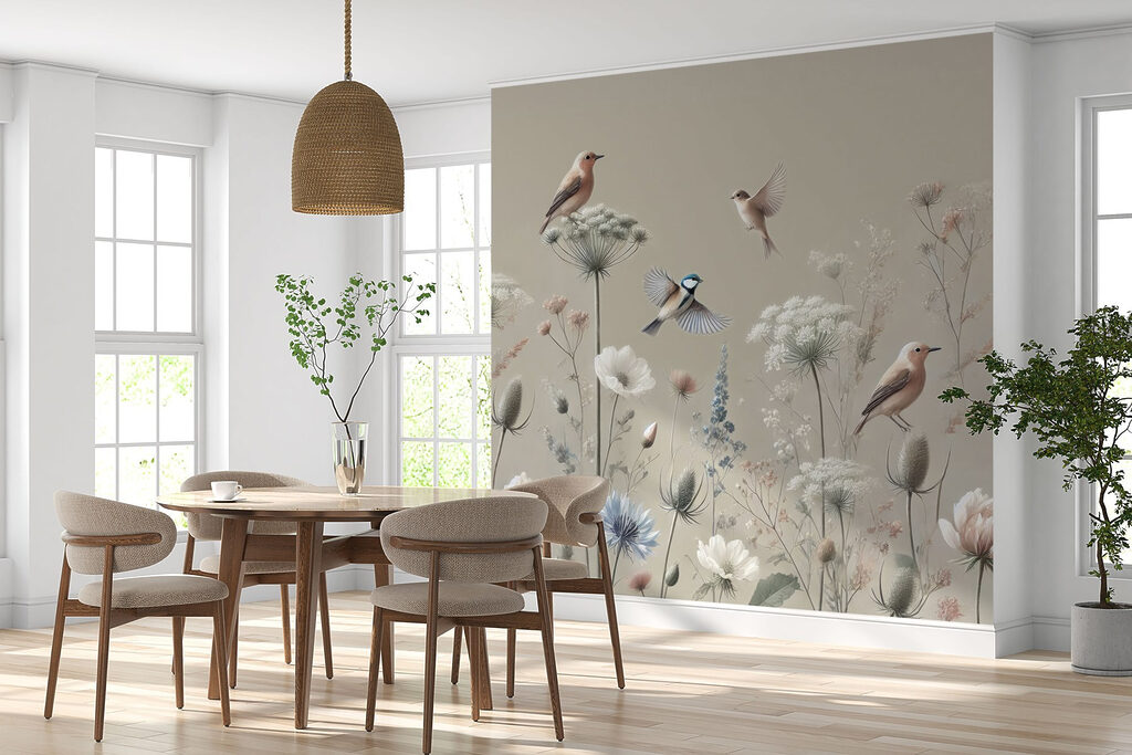 Vogeltjes tussen slanke veldbloemen — interieur 4