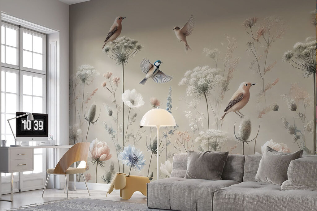 Vogeltjes tussen slanke veldbloemen — interieur 6