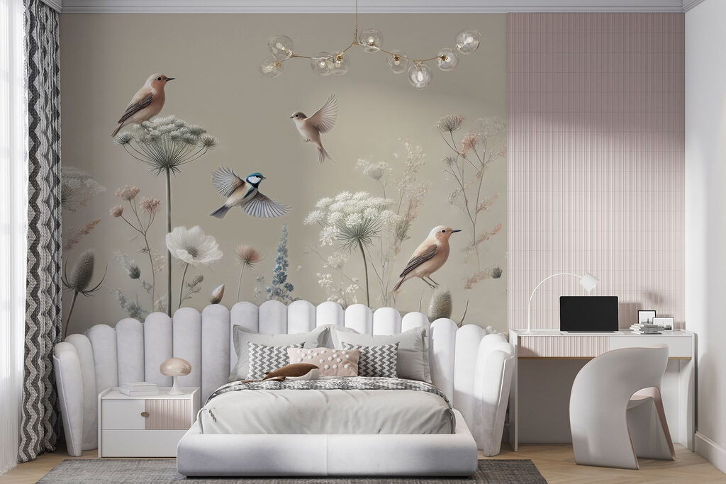 Vogeltjes tussen slanke veldbloemen — interieur 7