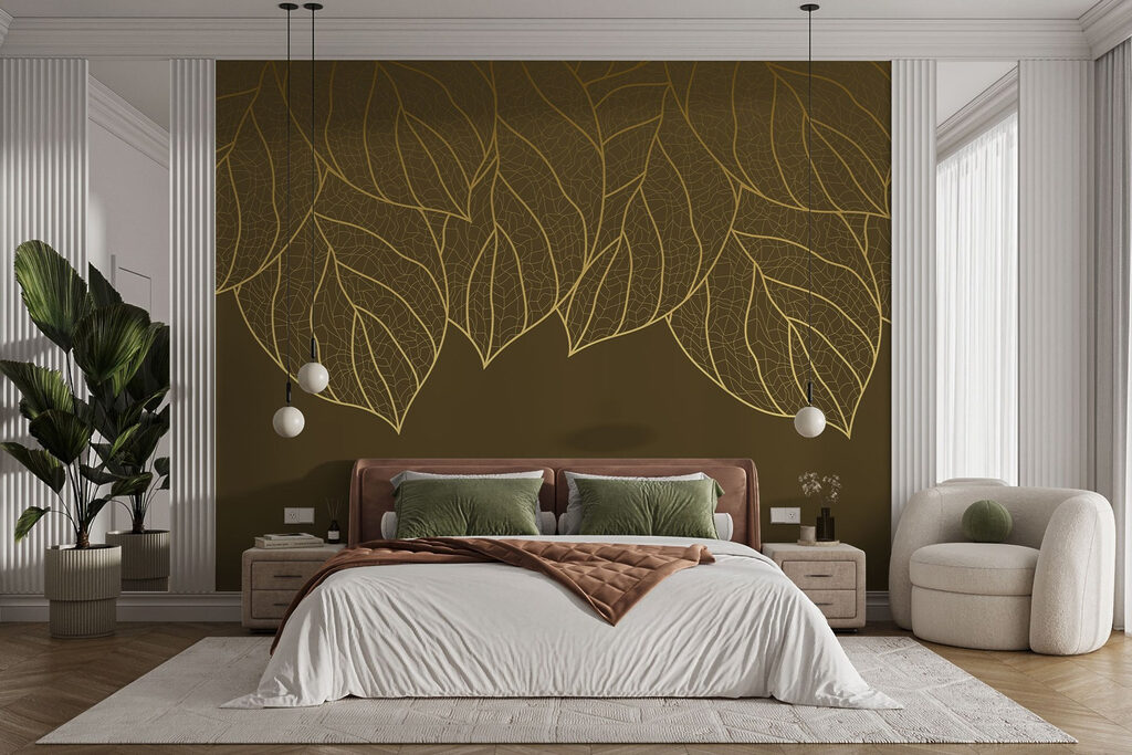 Gouden bladlijnen hangen bovenaan — interieur 1